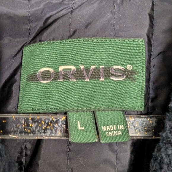 Orvis Ribbed Sweater Mens Size Large Blue Merino Wool Blend Collared Full Zip - Picture 5 of 11